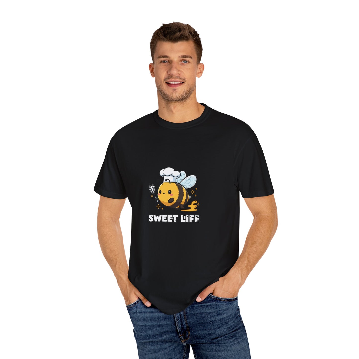Bee-themed Unisex Garment-Dyed T-shirt, Sweet Life Shirt, Cute Bee Tee, Fun Gift for Beekeepers, Summer Casual Wear