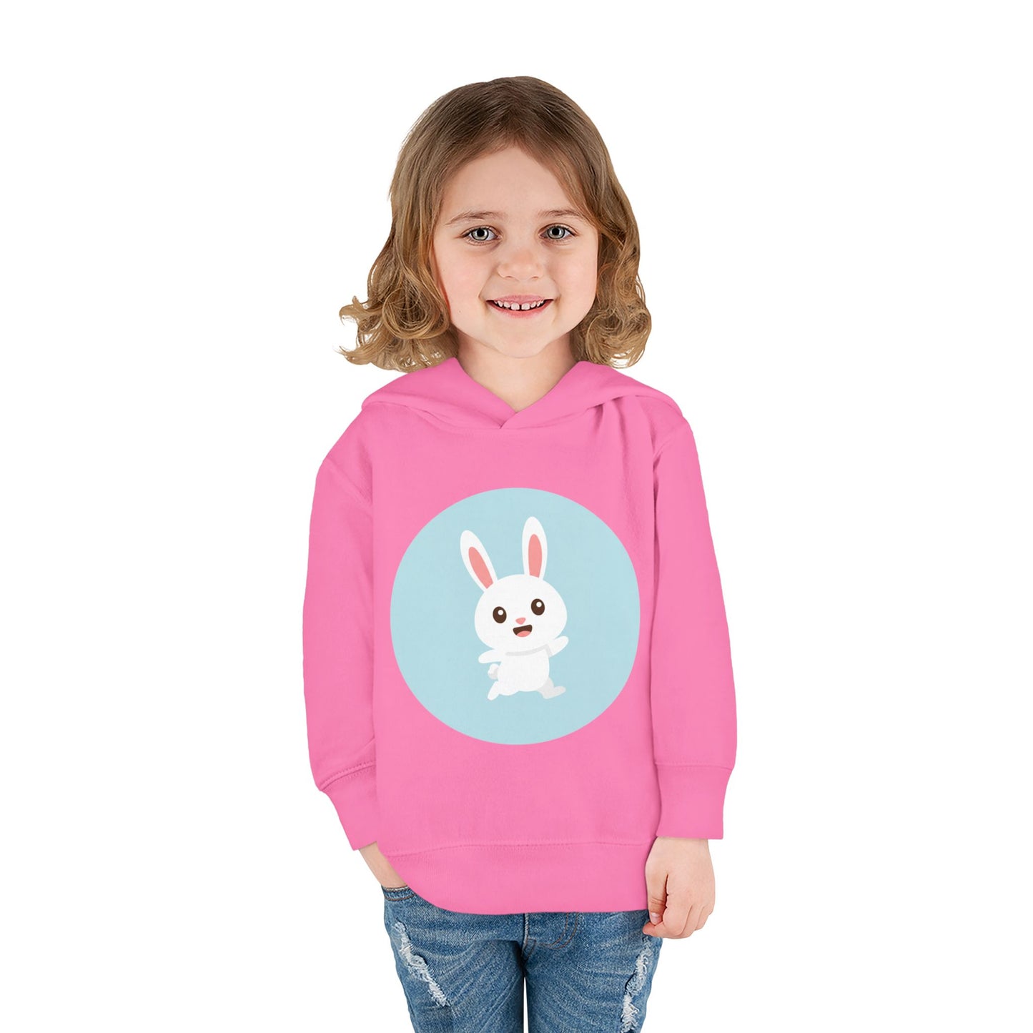 Adorable toddler pullover fleece hoodie with cute bunny design, cozy kids' clothing, spring outfits, Easter gifts, playful apparel
