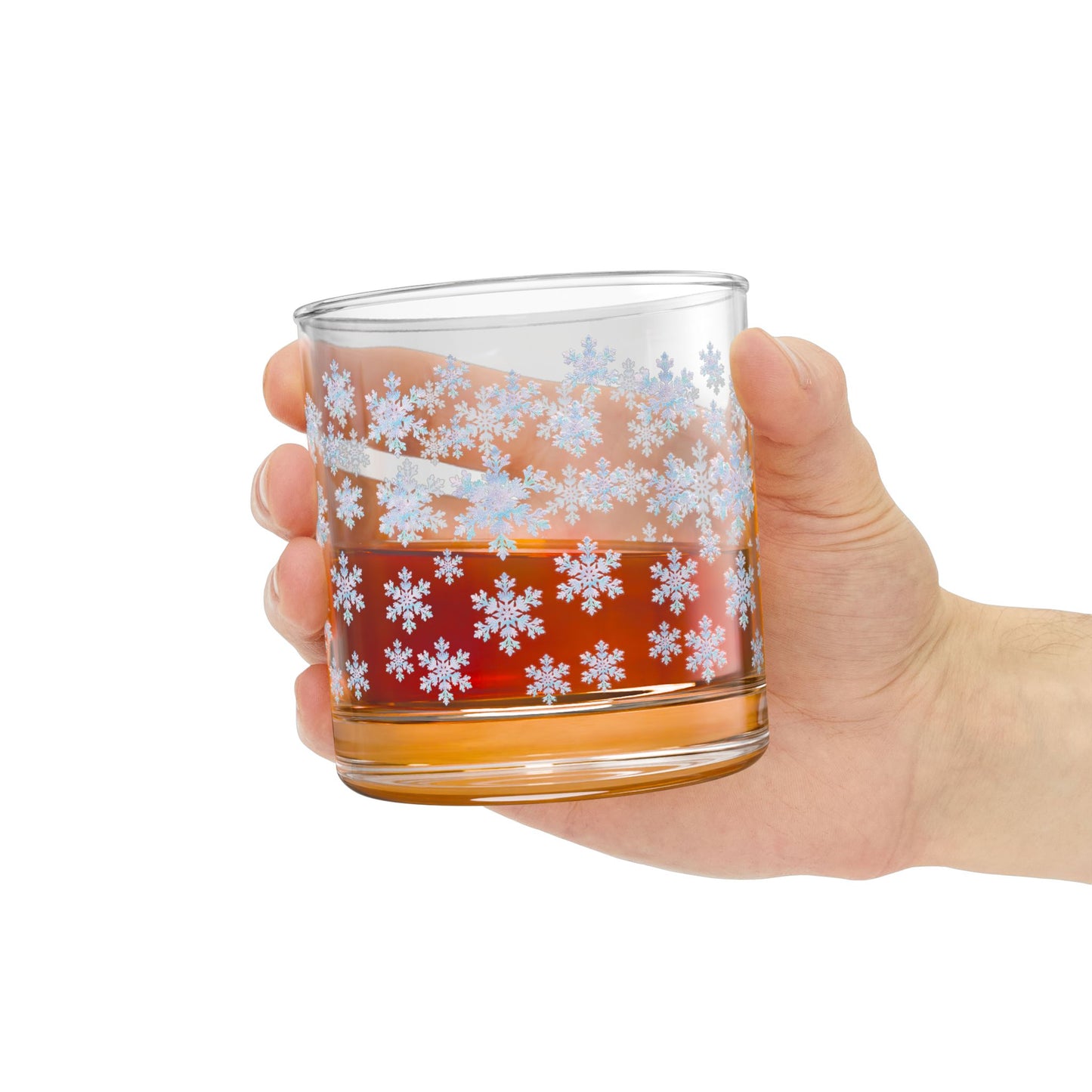 Snowflake Rocks Glass, 10oz - Winter Drinkware, Holiday Gifts for Her, Unique Home Decor, Christmas Party Essentials, Barware