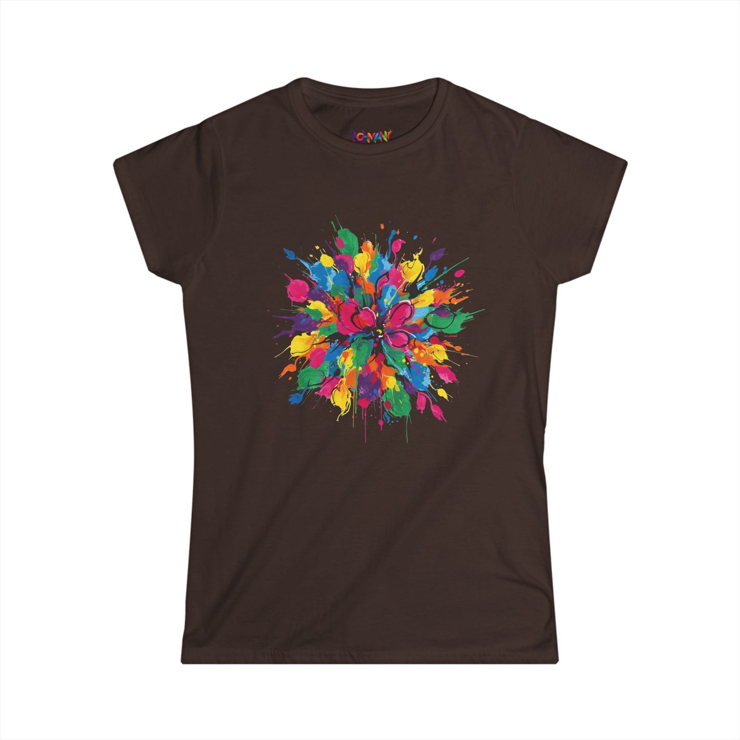 Colorful Floral Women's Softstyle Tee - Vibrant Summer Shirt, Casual Wear, Gift for Her, Art-Inspired Fashion, Spring Style, Unique Tee