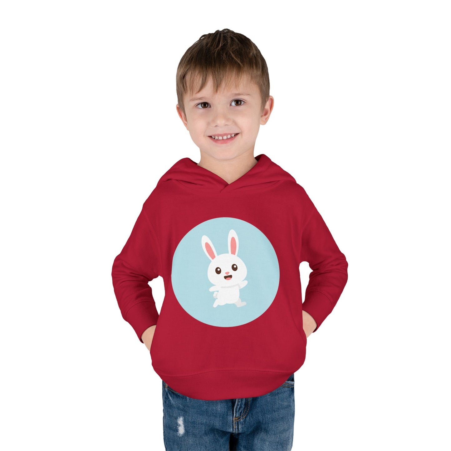 Adorable toddler pullover fleece hoodie with cute bunny design, cozy kids' clothing, spring outfits, Easter gifts, playful apparel