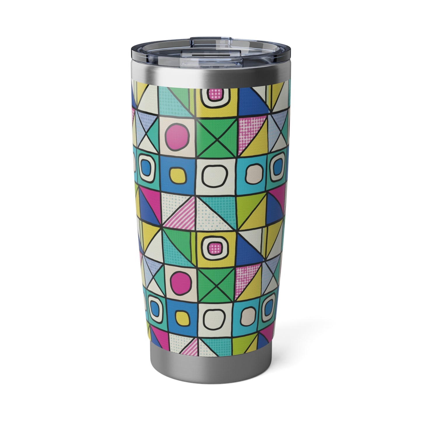 Vibrant Geometric 20oz Tumbler, Travel Mug, Colorful Drinkware, Gift for Adventurers, Fun and Modern Style