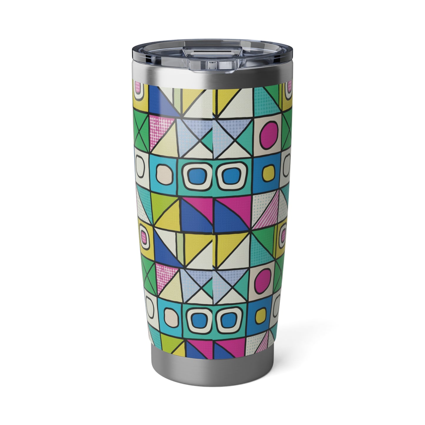 Vibrant Geometric 20oz Tumbler, Travel Mug, Colorful Drinkware, Gift for Adventurers, Fun and Modern Style