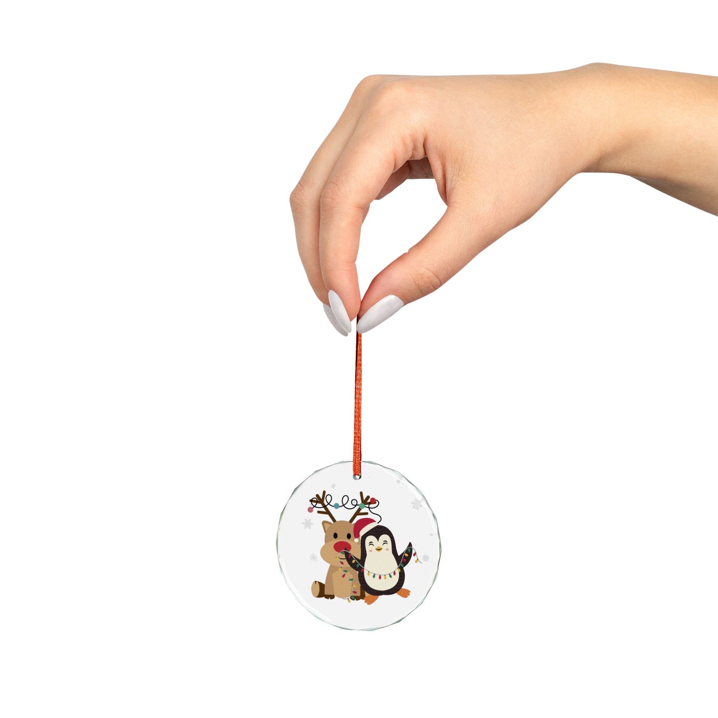 Crystal Ornament Featuring Festive Friends, Holiday Decor, Christmas Gift, Winter Wonderland, Personalized Keepsake