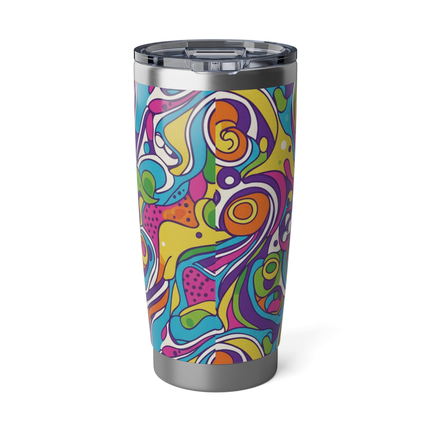 Vibrant Abstract Art Tumbler, Colorful Travel Mug, Unique Coffee Cup, Gift for Travelers, Bohemian Style Drinkware