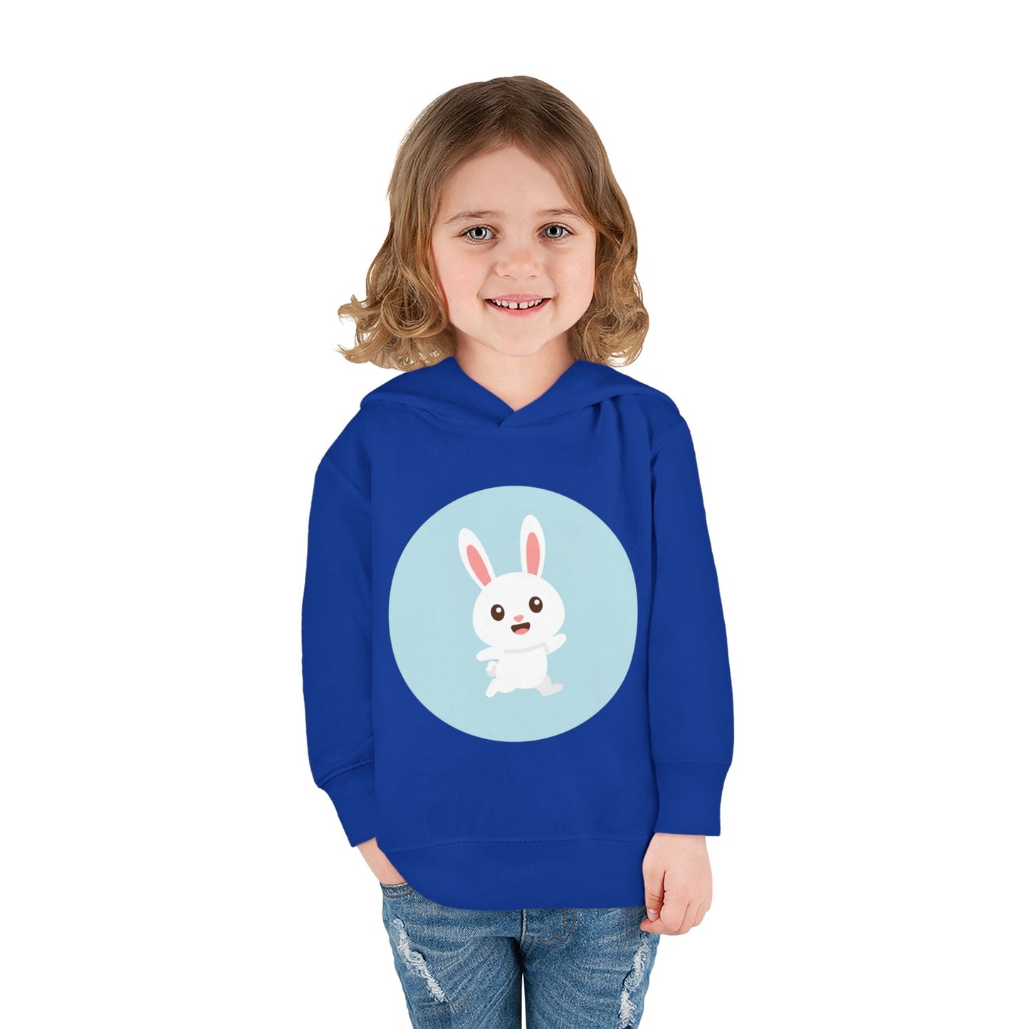 Adorable toddler pullover fleece hoodie with cute bunny design, cozy kids' clothing, spring outfits, Easter gifts, playful apparel