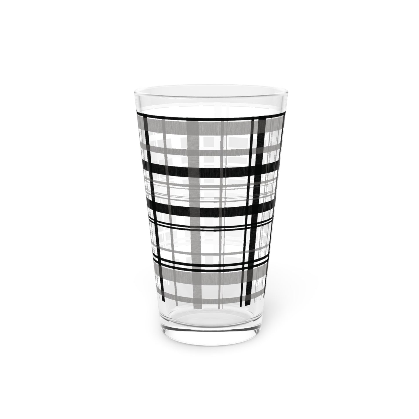 Plaid Pattern Pint Glass, 16oz - Perfect for Entertaining, Gifts, Home Decor, Barware, and Parties