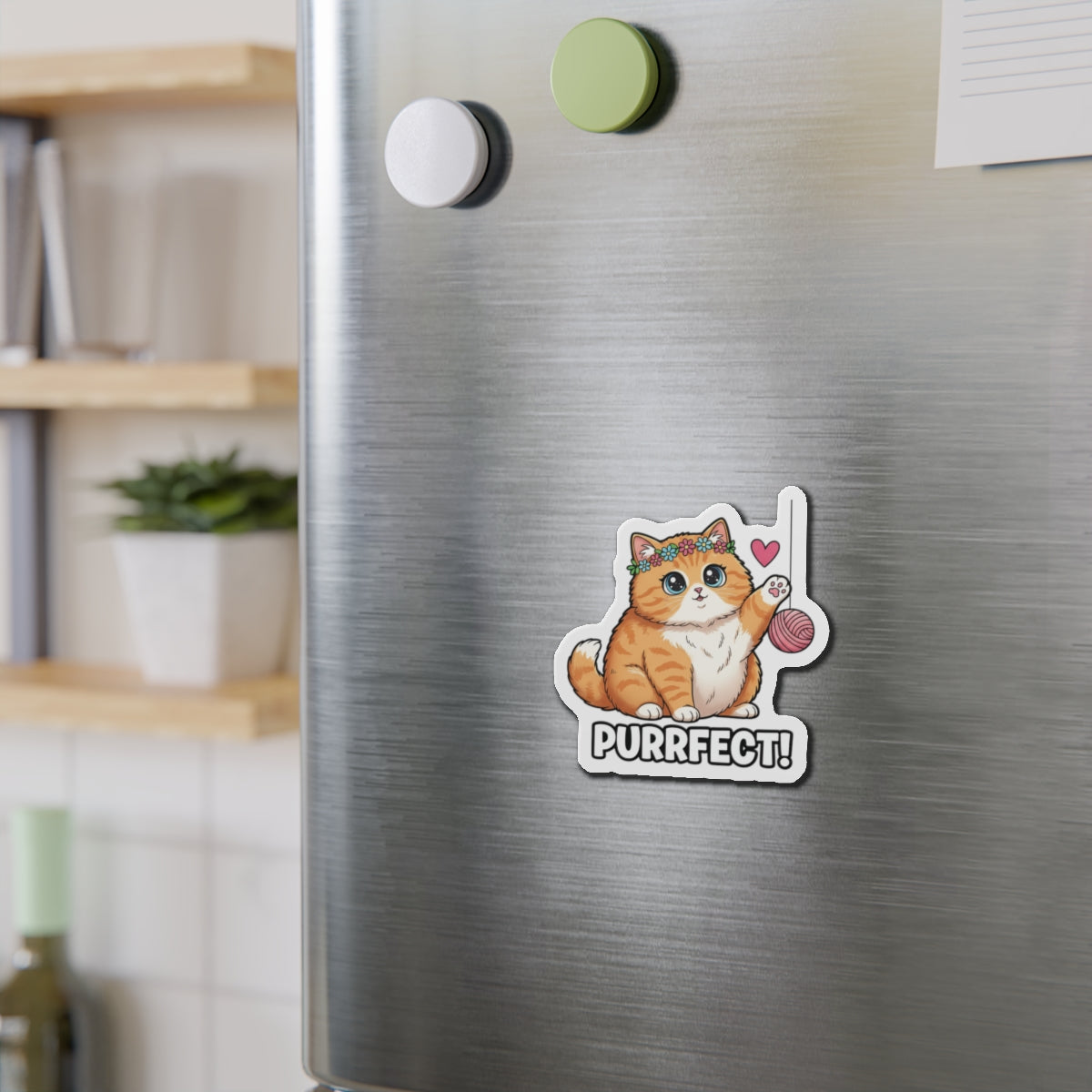 Cute Cat Die-Cut Magnet, Purrfect Home Decor, Cat Lover Gift, Fun Fridge Magnet, Pet Themed Decoration