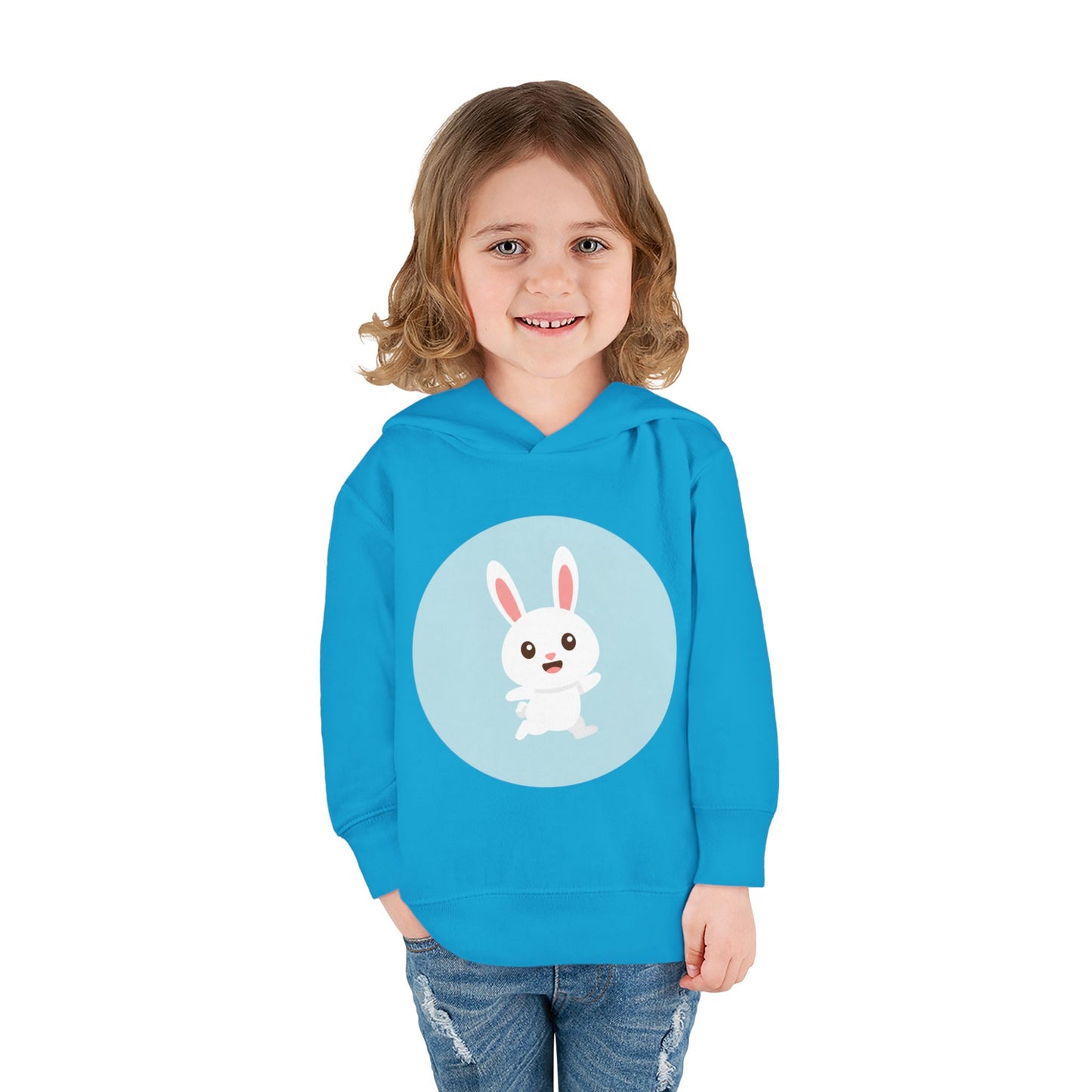 Adorable toddler pullover fleece hoodie with cute bunny design, cozy kids' clothing, spring outfits, Easter gifts, playful apparel