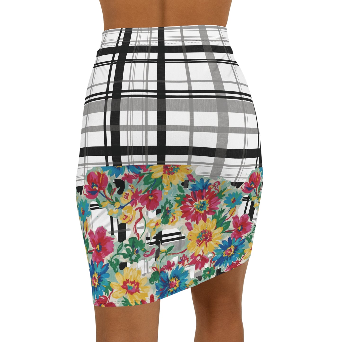 Floral Plaid Pencil Skirt for Women | Stylish Office Wear, Date Night Outfit, Summer Fashion, Versatile Casual Skirt, Gift for Her