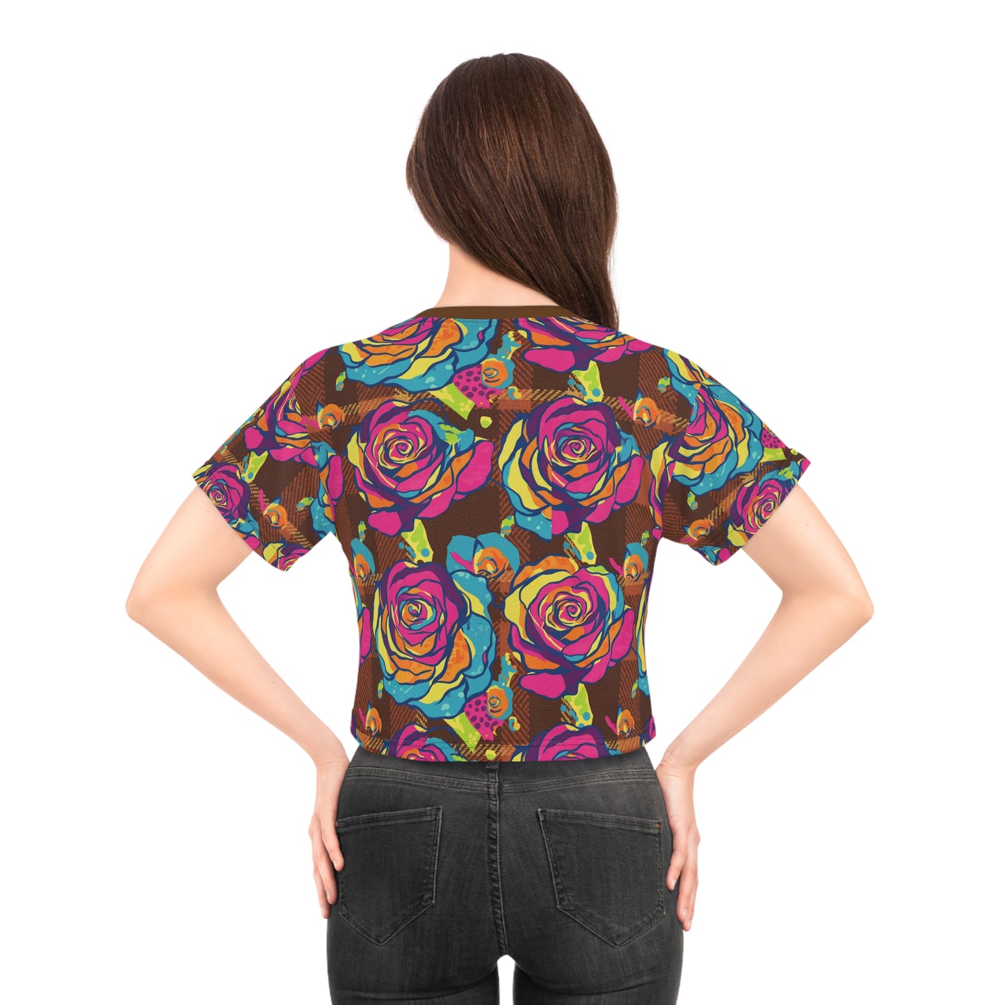Colorful Floral Crop Tee - Vibrant Floral Top, Casual Women’s Tee, Summer Style, Boho Chic Shirt, Gift for Her, Festival Wear