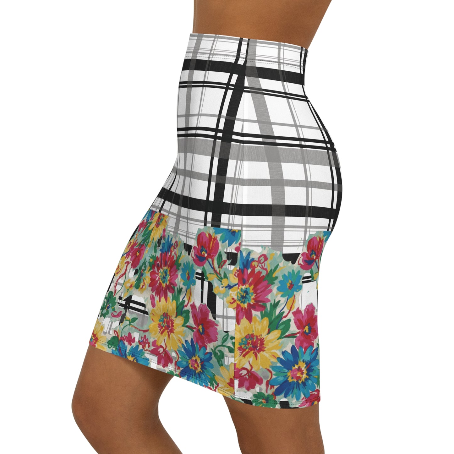 Floral Plaid Pencil Skirt for Women | Stylish Office Wear, Date Night Outfit, Summer Fashion, Versatile Casual Skirt, Gift for Her