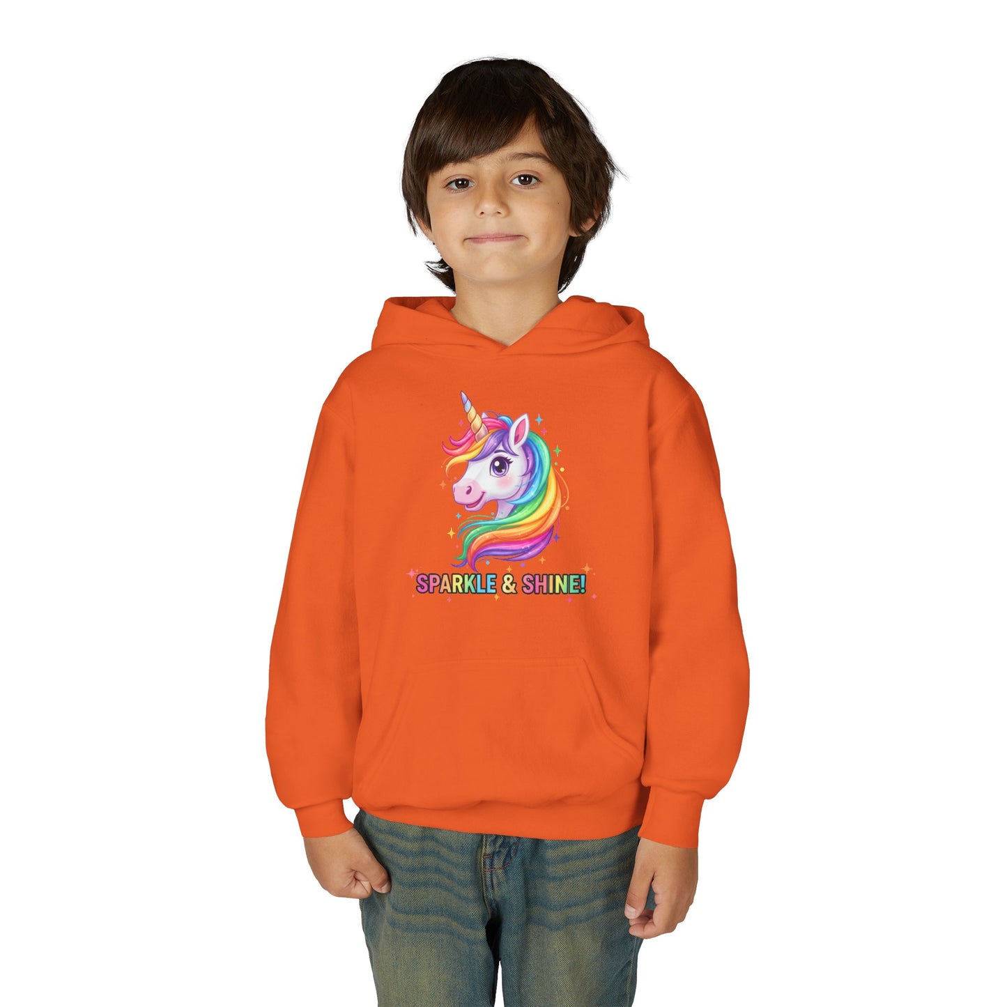 Rainbow Unicorn Youth Hoodie - Sparkle & Shine, Kids Sweatshirt, Birthday Gift, Fun Apparel, Magical Clothing, Youth Fashion