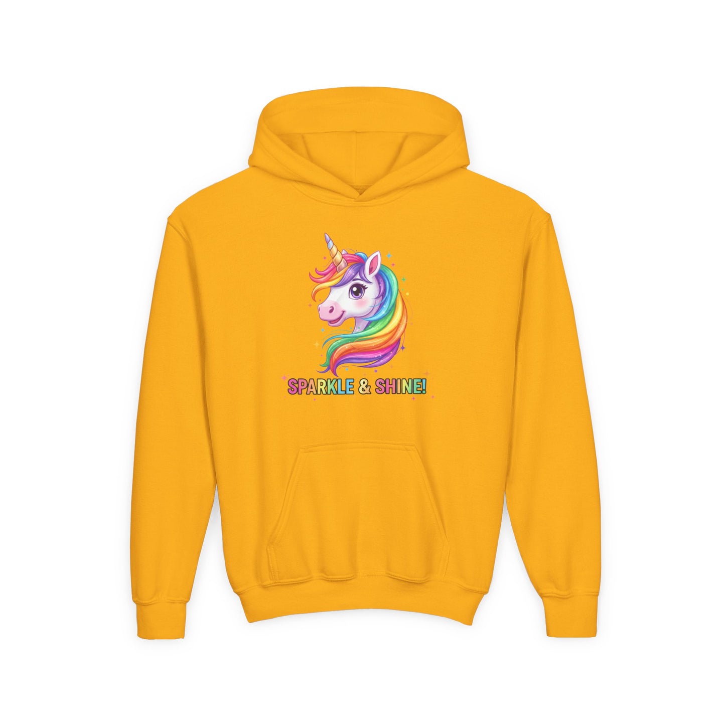 Rainbow Unicorn Youth Hoodie - Sparkle & Shine, Kids Sweatshirt, Birthday Gift, Fun Apparel, Magical Clothing, Youth Fashion