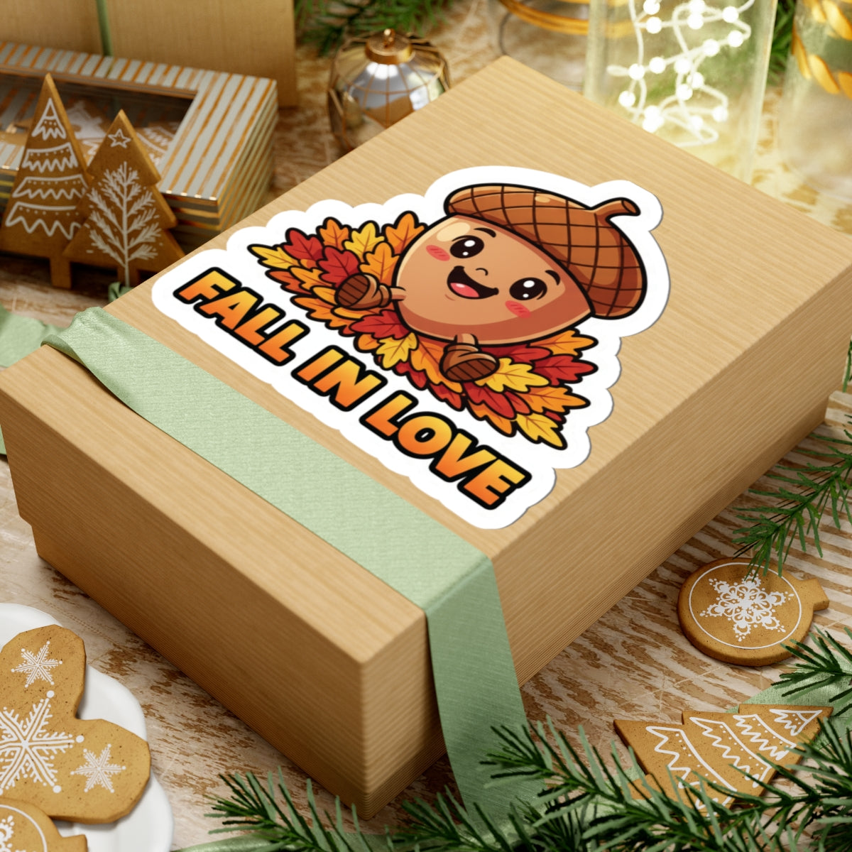 Autumn Acorn Kiss-Cut Stickers, Cute Fall Decor, Seasonal Stickers, Laptop Accessories, Gift for Fall Lovers