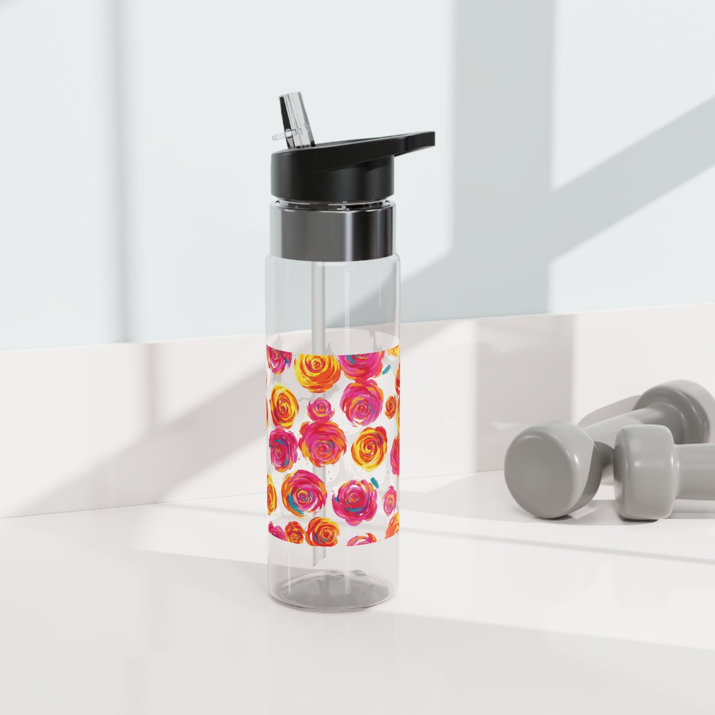 Floral Print Sport Water Bottle, Eco-Friendly Hydration, Holiday Gift, Winter Sports Gear, Fitness Water Bottle, Gym and Outdoor Essentials