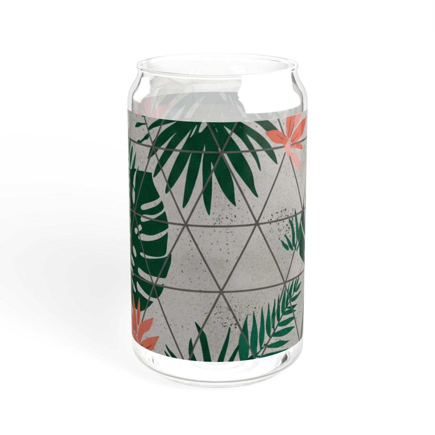 Tropical Sipper Glass, 16oz Tropical Drinkware, Eco-Friendly Beverage Glass, Summer Parties, Home Decor, Gift for Her