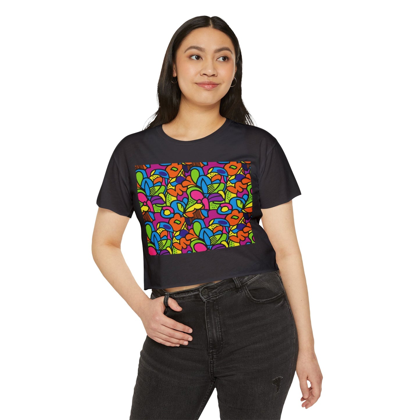 Colorful Women's Festival Crop Top - Boho Chic, Summer Vibes, Music Festivals, Casual Wear, Gift Idea, Trendy Apparel