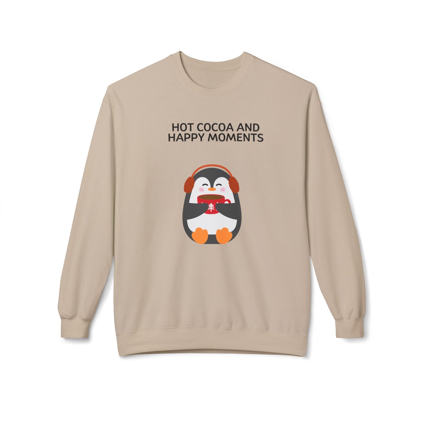 Penguin Hot Cocoa Sweatshirt | Cozy Winter Crewneck, Gift for Cocoa Lovers, Holiday Apparel, Cute Penguin Design, Winter Wear