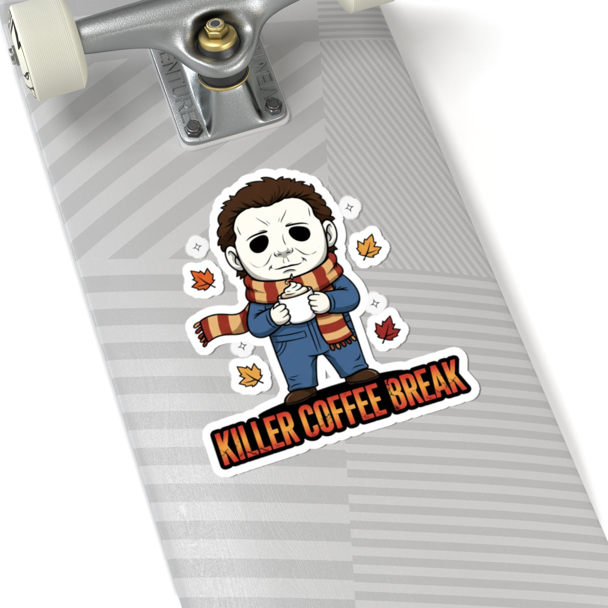 Killer Coffee Break Kiss-Cut Stickers, Horror Stickers, Halloween Decor, Unique Gift, Laptop Stickers, Coffee Lovers