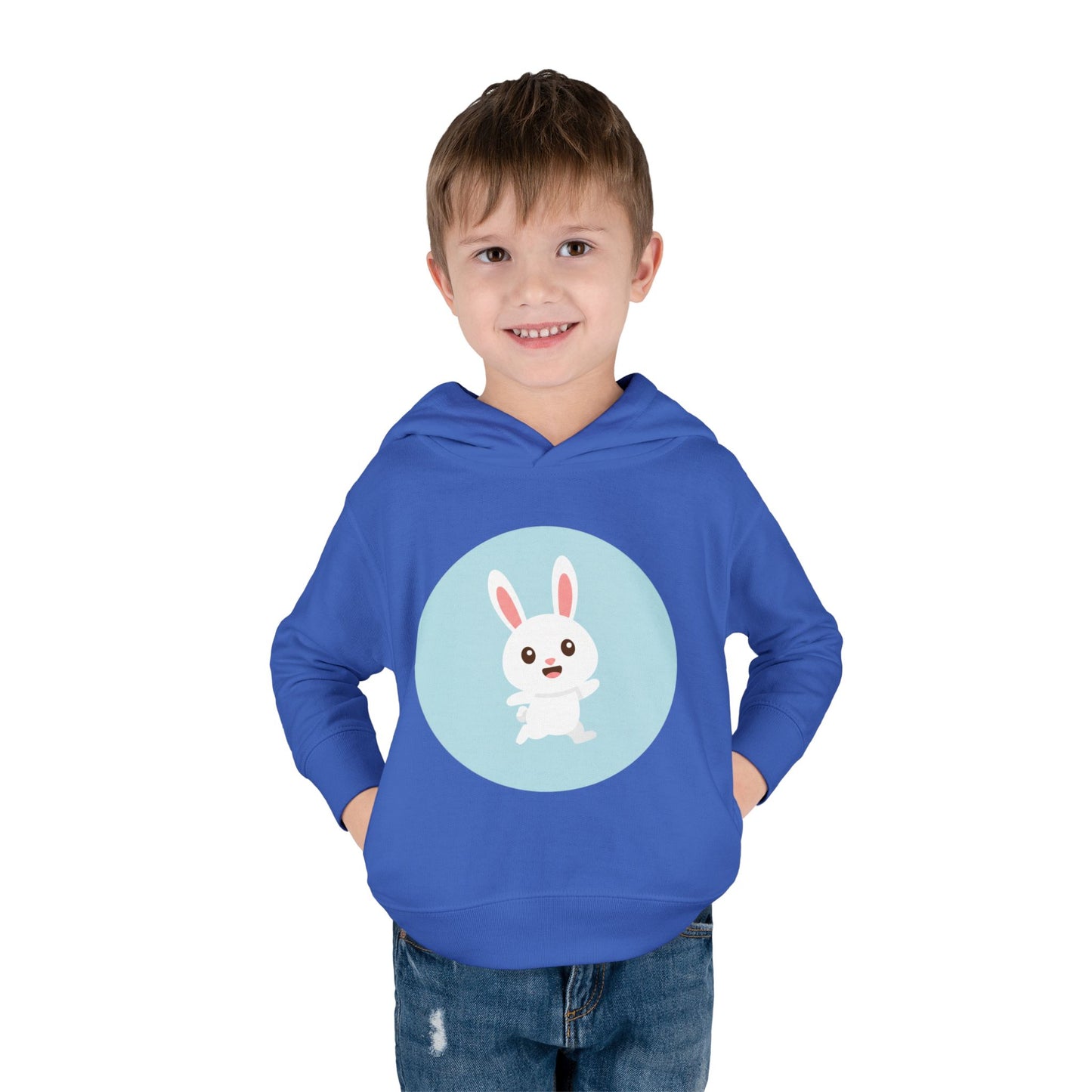 Adorable toddler pullover fleece hoodie with cute bunny design, cozy kids' clothing, spring outfits, Easter gifts, playful apparel