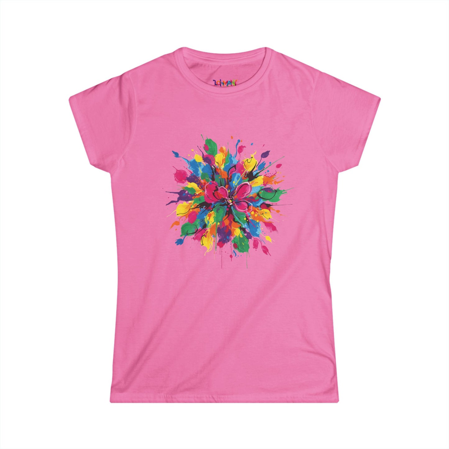 Colorful Floral Women's Softstyle Tee - Vibrant Summer Shirt, Casual Wear, Gift for Her, Art-Inspired Fashion, Spring Style, Unique Tee