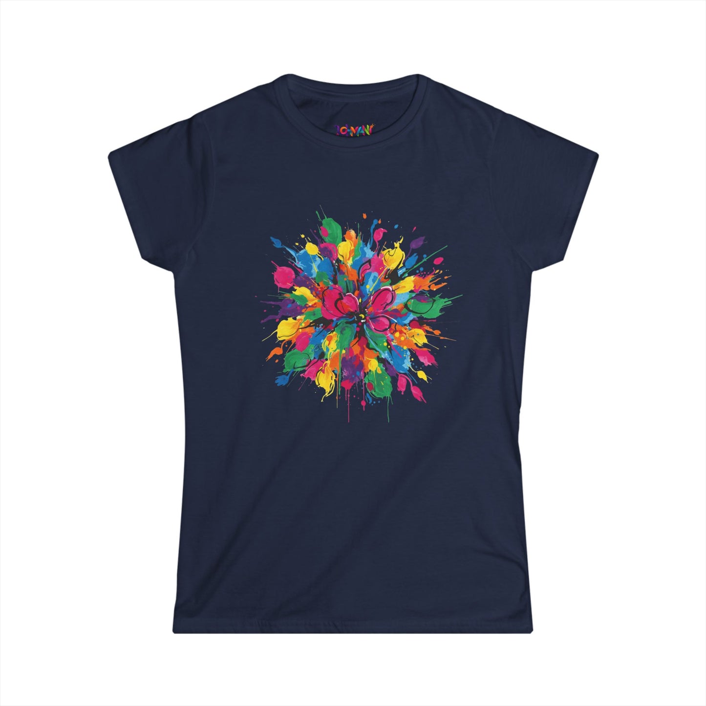 Colorful Floral Women's Softstyle Tee - Vibrant Summer Shirt, Casual Wear, Gift for Her, Art-Inspired Fashion, Spring Style, Unique Tee