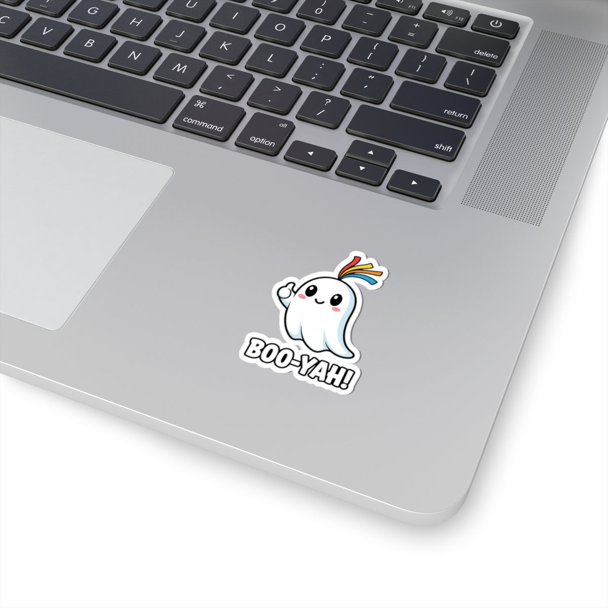 Cute Boo-Yah Ghost Kiss-Cut Stickers | Fun Laptop Decor, Halloween Party Favors, Kid's Room Decor, Whimsical Gifts, Playful Artwork