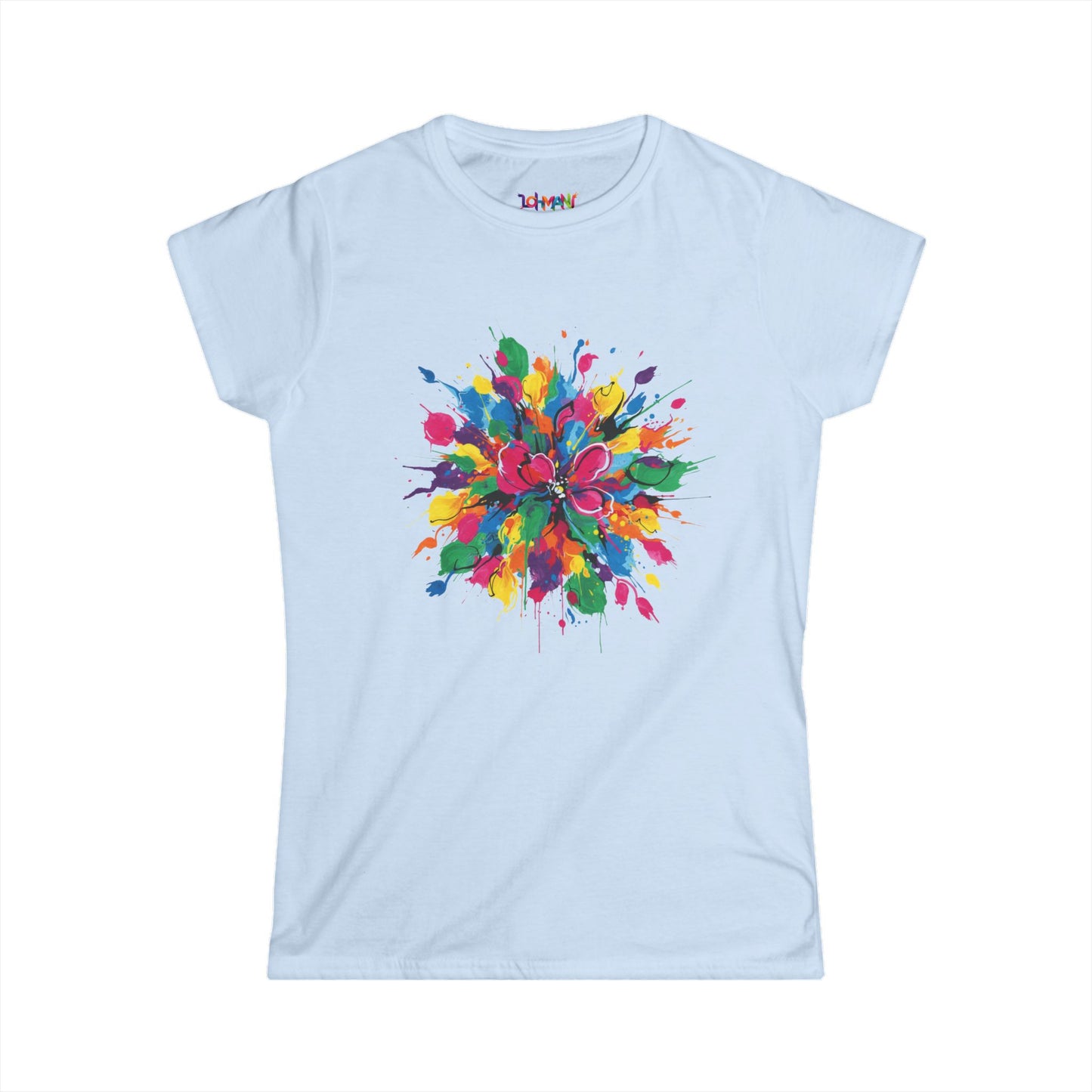 Colorful Floral Women's Softstyle Tee - Vibrant Summer Shirt, Casual Wear, Gift for Her, Art-Inspired Fashion, Spring Style, Unique Tee