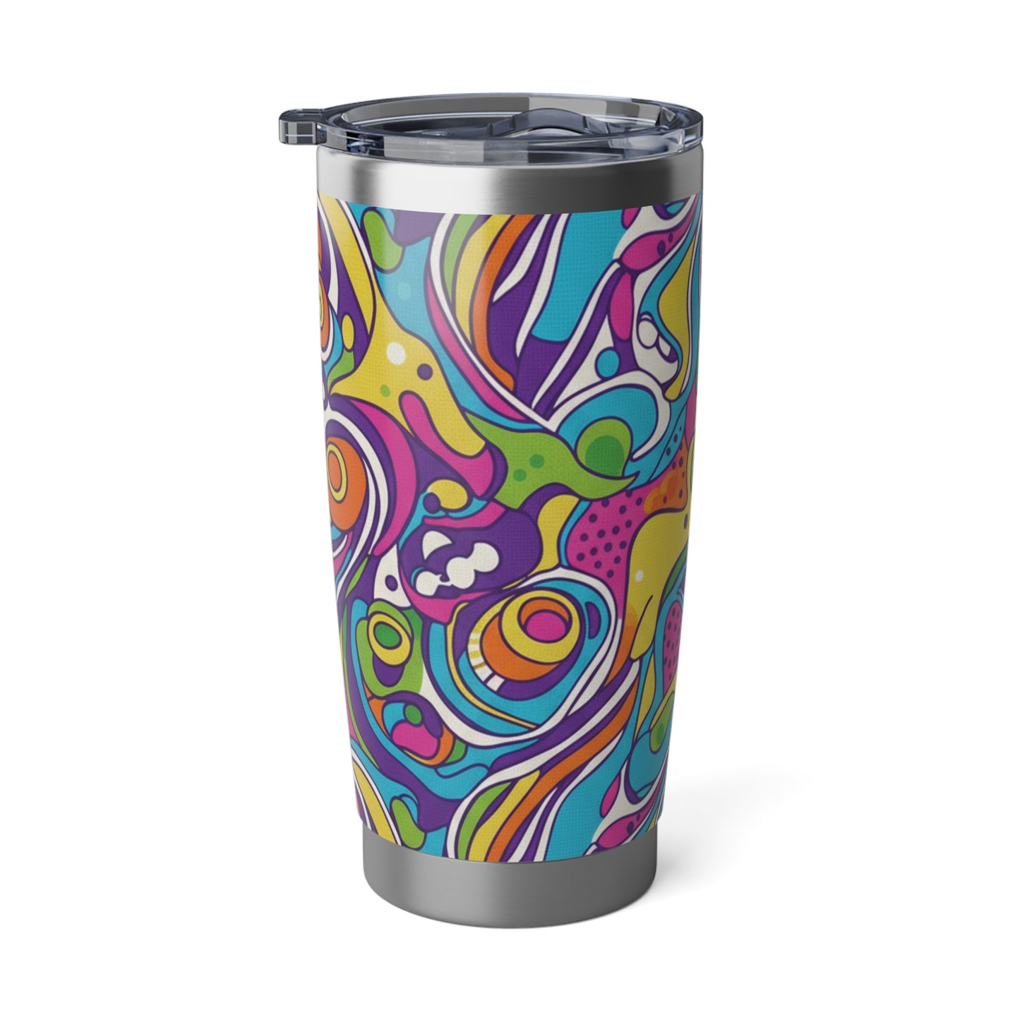 Vibrant Abstract Art Tumbler, Colorful Travel Mug, Unique Coffee Cup, Gift for Travelers, Bohemian Style Drinkware