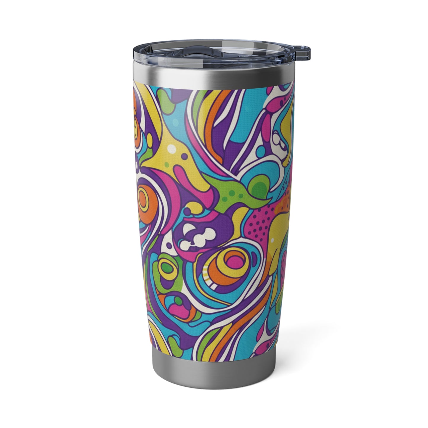 Vibrant Abstract Art Tumbler, Colorful Travel Mug, Unique Coffee Cup, Gift for Travelers, Bohemian Style Drinkware