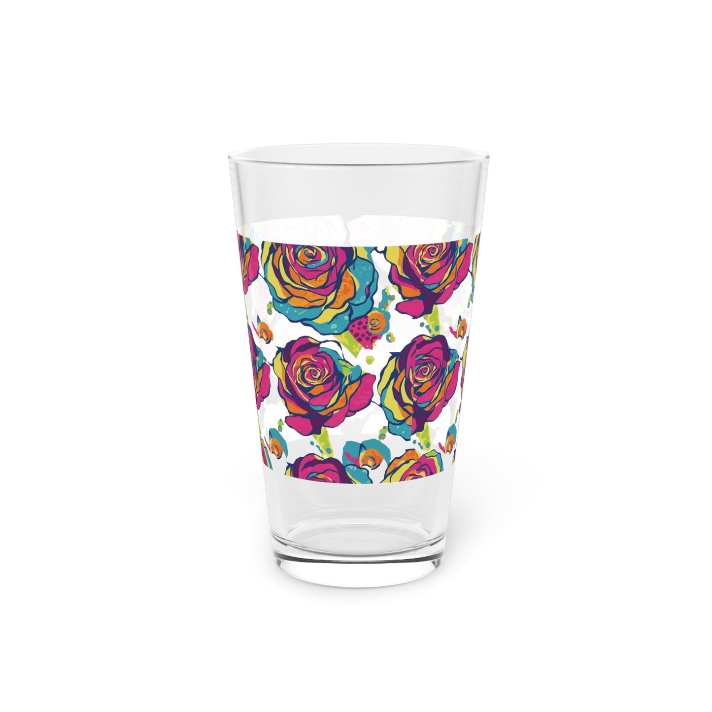 Vibrant Rose Pint Glass, Colorful Drinkware, Cocktail Glass