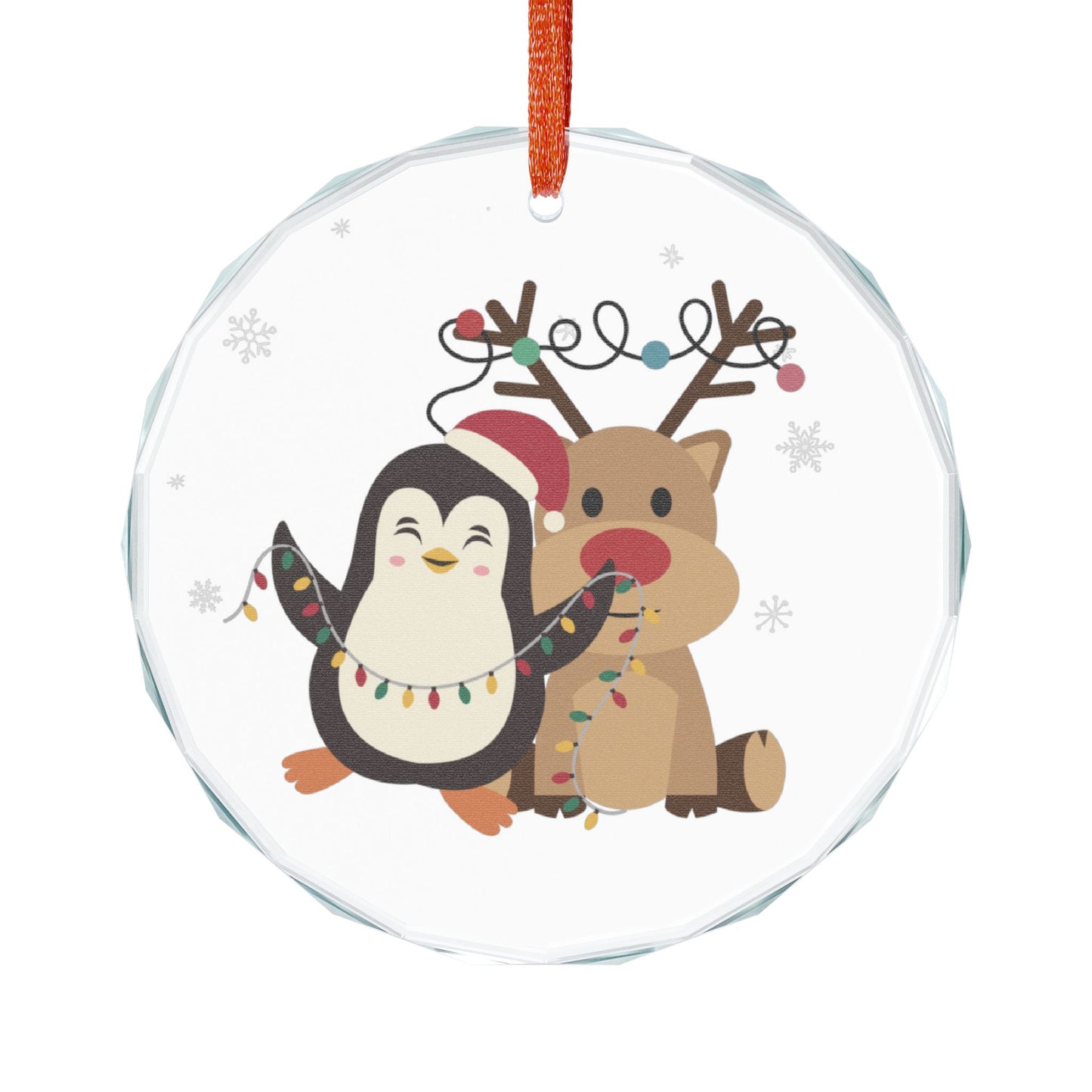 Crystal Ornament Featuring Festive Friends, Holiday Decor, Christmas Gift, Winter Wonderland, Personalized Keepsake