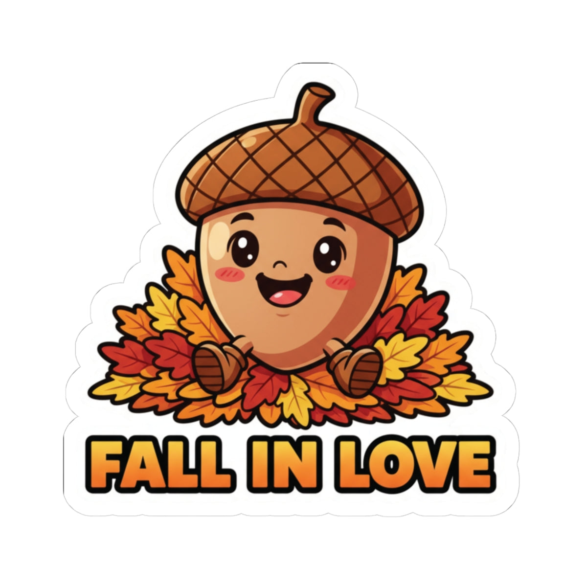 Autumn Acorn Kiss-Cut Stickers, Cute Fall Decor, Seasonal Stickers, Laptop Accessories, Gift for Fall Lovers