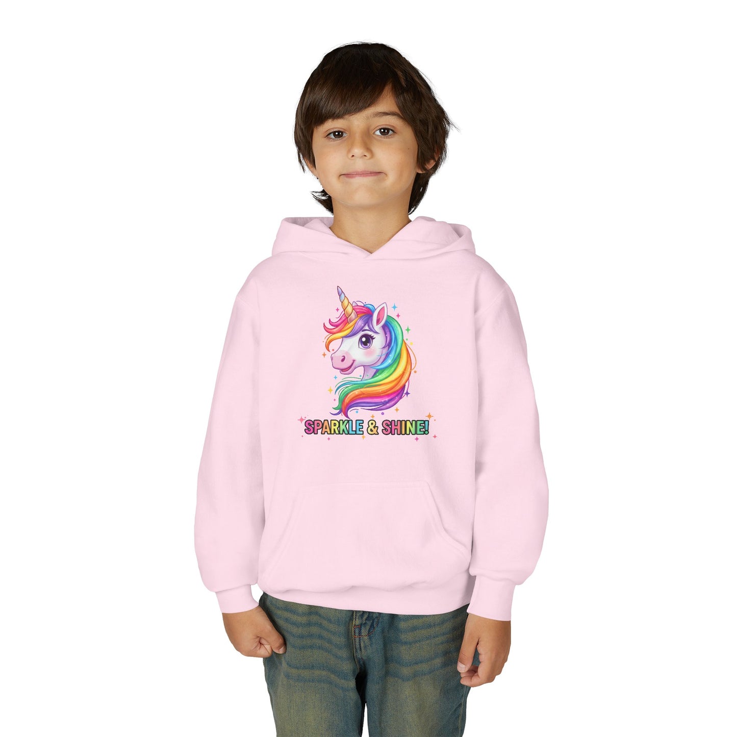 Rainbow Unicorn Youth Hoodie - Sparkle & Shine, Kids Sweatshirt, Birthday Gift, Fun Apparel, Magical Clothing, Youth Fashion