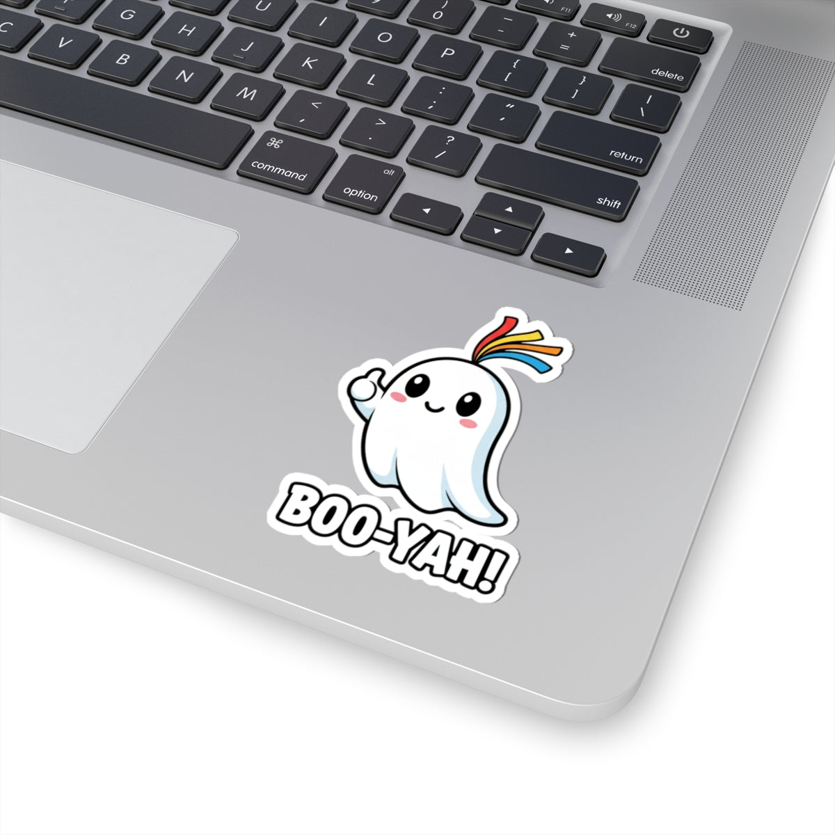 Cute Boo-Yah Ghost Kiss-Cut Stickers | Fun Laptop Decor, Halloween Party Favors, Kid's Room Decor, Whimsical Gifts, Playful Artwork