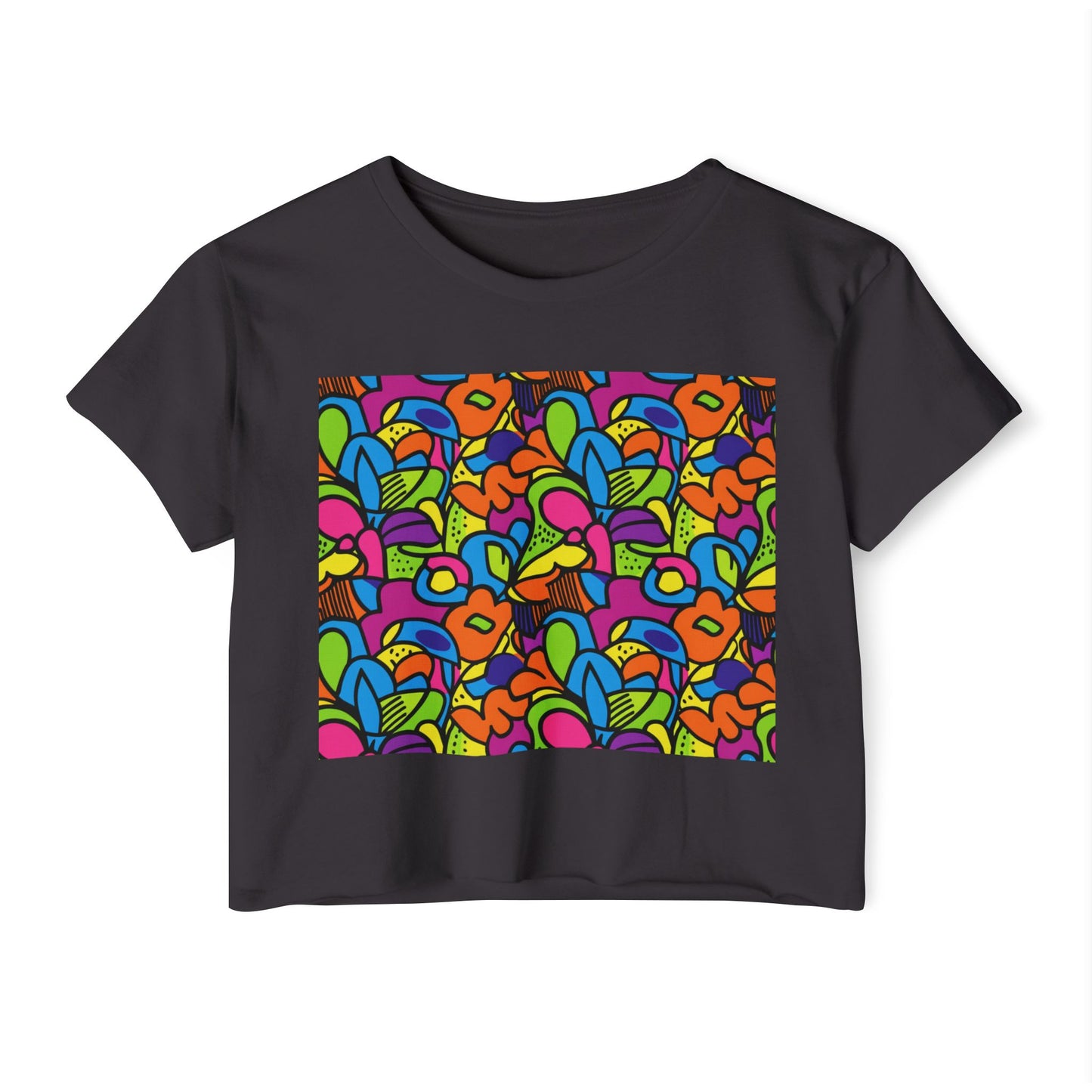 Colorful Women's Festival Crop Top - Boho Chic, Summer Vibes, Music Festivals, Casual Wear, Gift Idea, Trendy Apparel