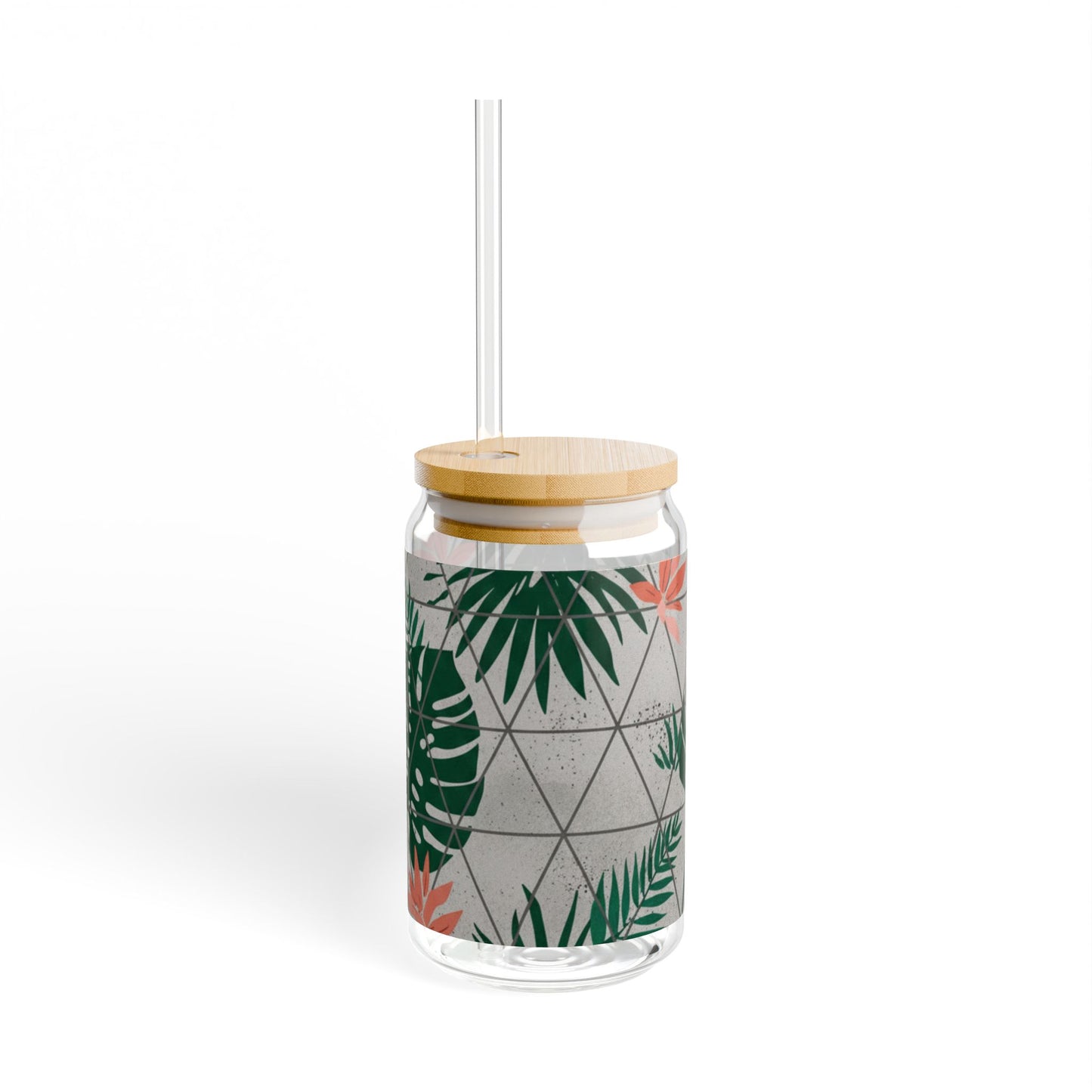 Tropical Sipper Glass, 16oz Tropical Drinkware, Eco-Friendly Beverage Glass, Summer Parties, Home Decor, Gift for Her