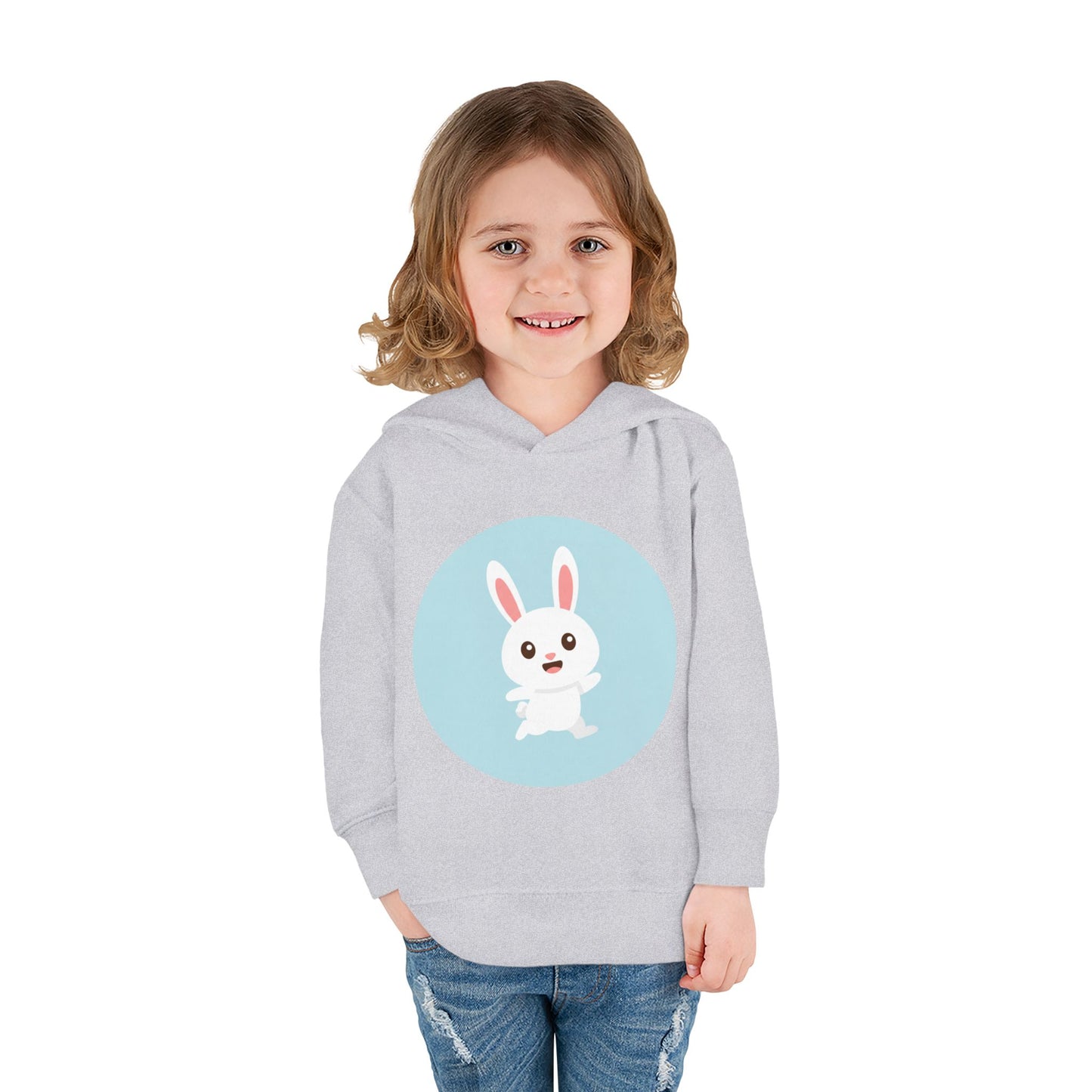 Adorable toddler pullover fleece hoodie with cute bunny design, cozy kids' clothing, spring outfits, Easter gifts, playful apparel