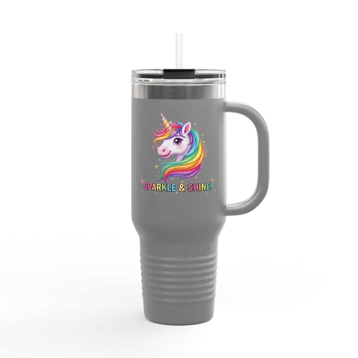 Rainbow Unicorn Insulated Travel Mug, Fun Mug for Kids, Beautiful Gift for Any Celebration, Cute Travel Mug, Party Favor, Unicorn Lover Gift