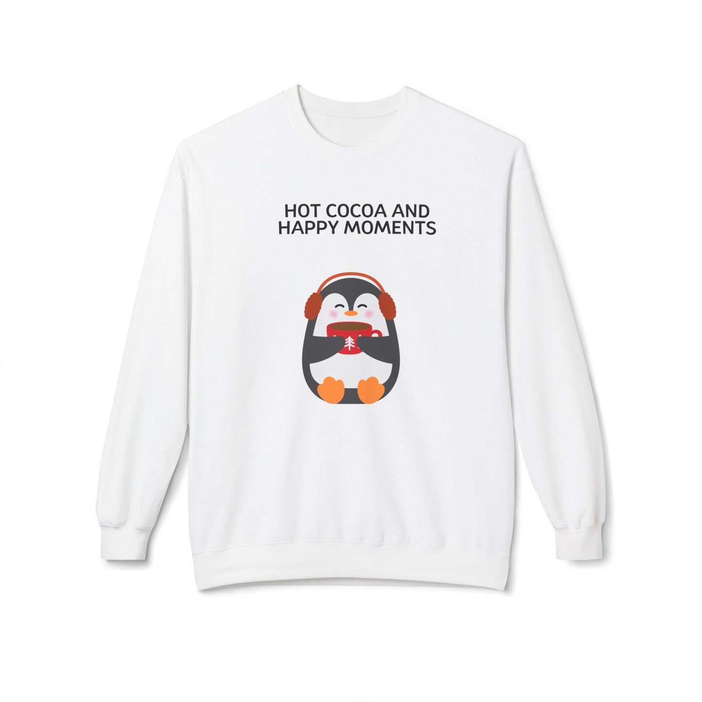 Penguin Hot Cocoa Sweatshirt | Cozy Winter Crewneck, Gift for Cocoa Lovers, Holiday Apparel, Cute Penguin Design, Winter Wear