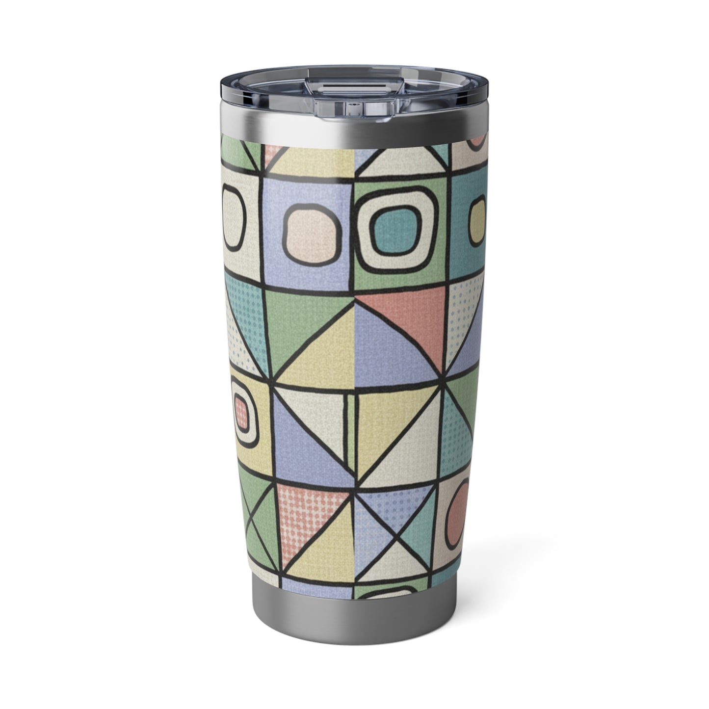 Vibrant Geometric 20oz Tumbler, Travel Mug, Reusable Drinkware, Gift for Adventurers, Colorful Coffee Cup, Eco-Friendly Tumbler