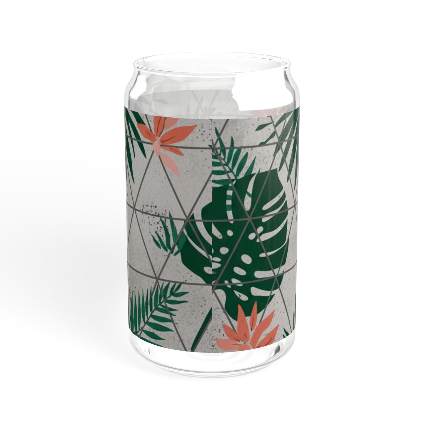 Tropical Sipper Glass, 16oz Tropical Drinkware, Eco-Friendly Beverage Glass, Summer Parties, Home Decor, Gift for Her