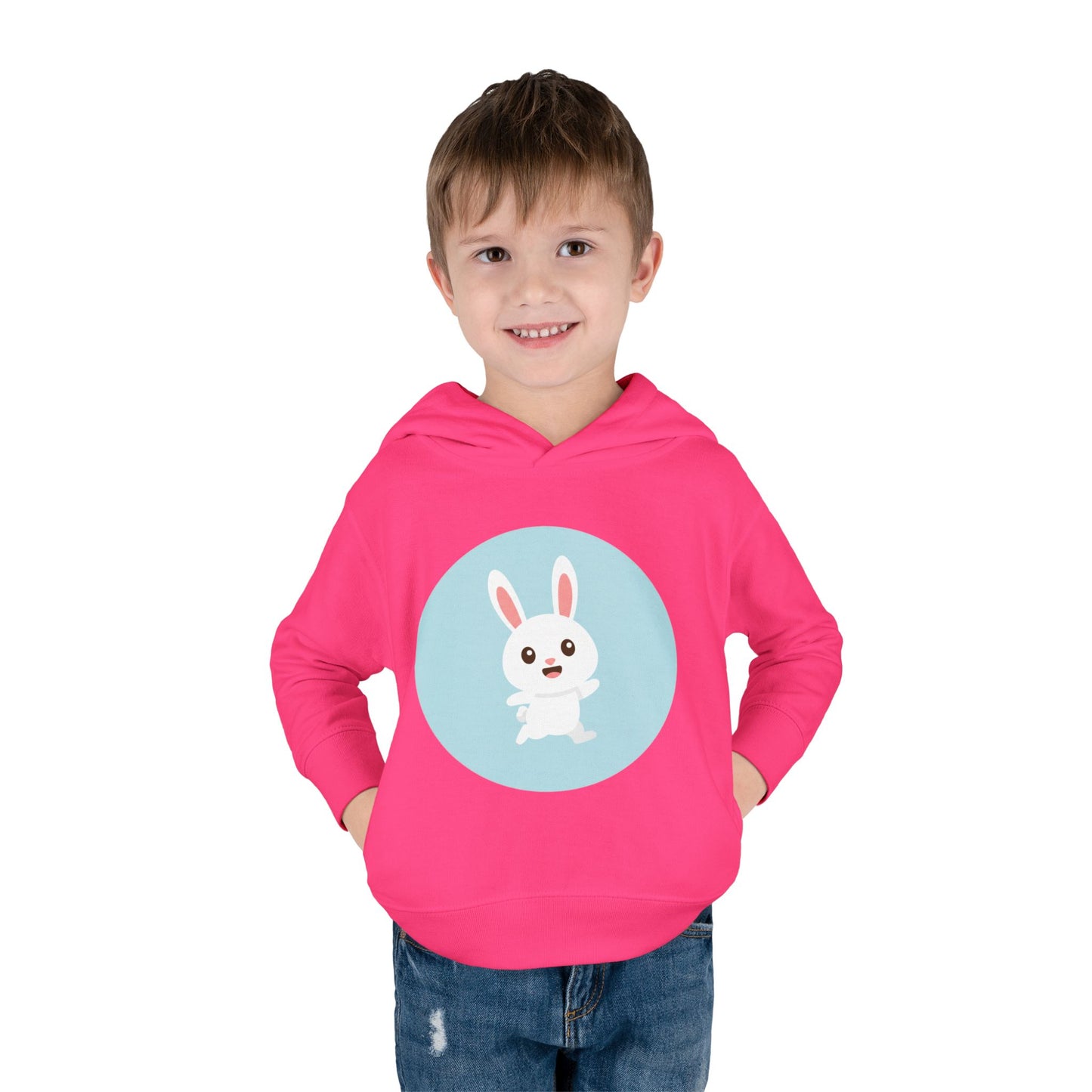 Adorable toddler pullover fleece hoodie with cute bunny design, cozy kids' clothing, spring outfits, Easter gifts, playful apparel