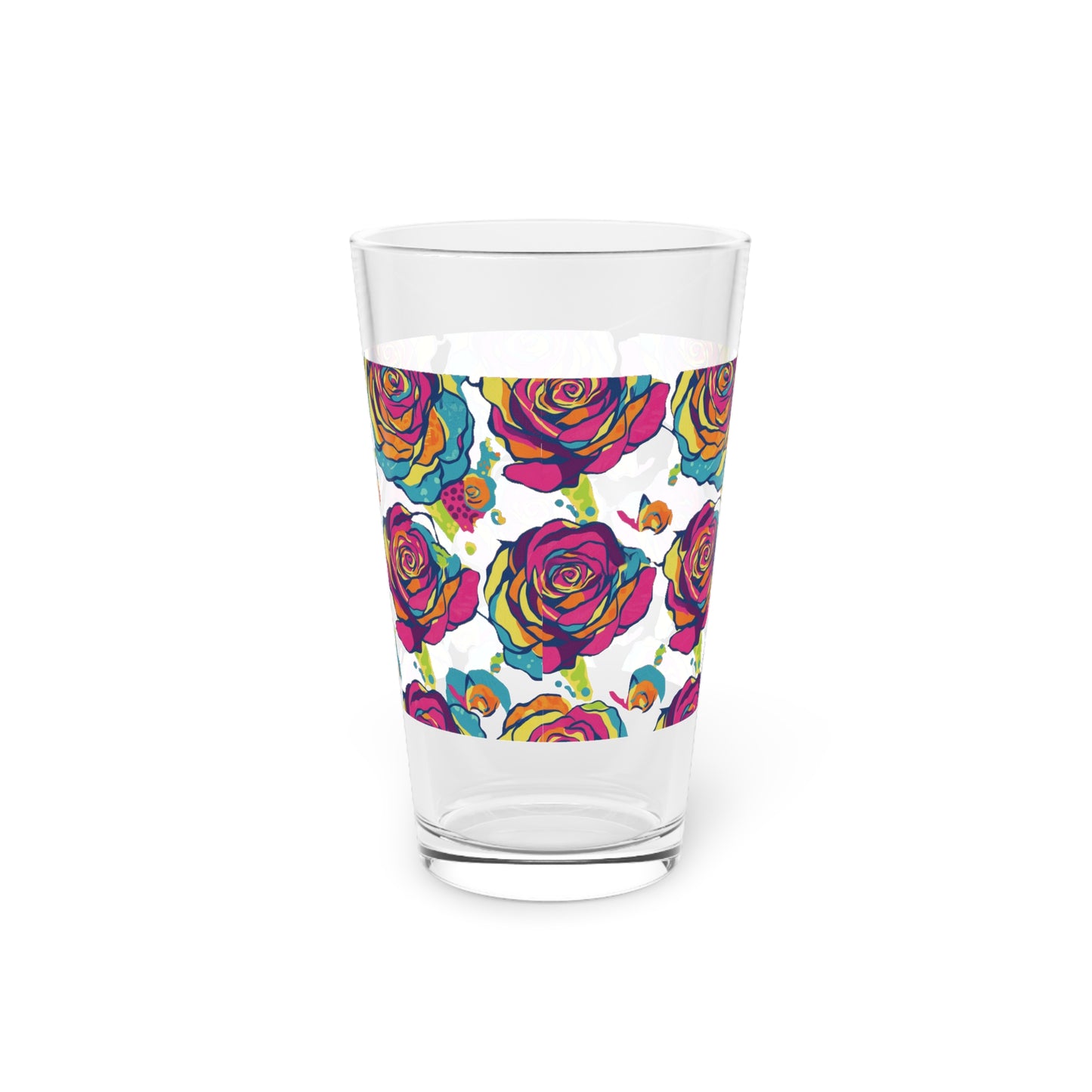 Vibrant Rose Pint Glass, Colorful Drinkware, Cocktail Glass