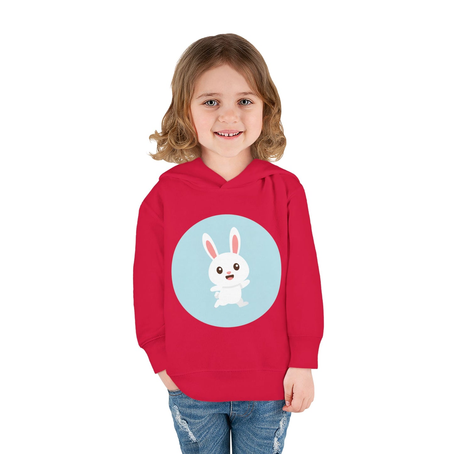 Adorable toddler pullover fleece hoodie with cute bunny design, cozy kids' clothing, spring outfits, Easter gifts, playful apparel