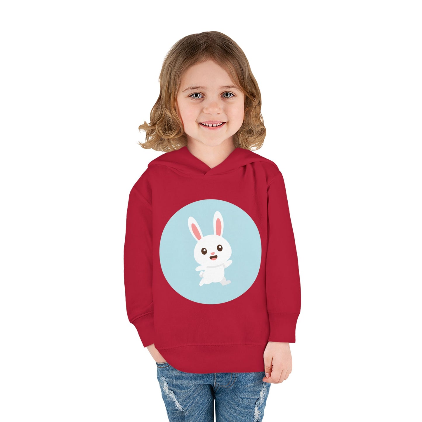 Adorable toddler pullover fleece hoodie with cute bunny design, cozy kids' clothing, spring outfits, Easter gifts, playful apparel