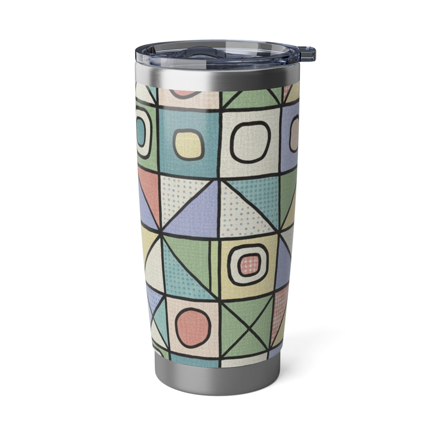 Vibrant Geometric 20oz Tumbler, Travel Mug, Reusable Drinkware, Gift for Adventurers, Colorful Coffee Cup, Eco-Friendly Tumbler