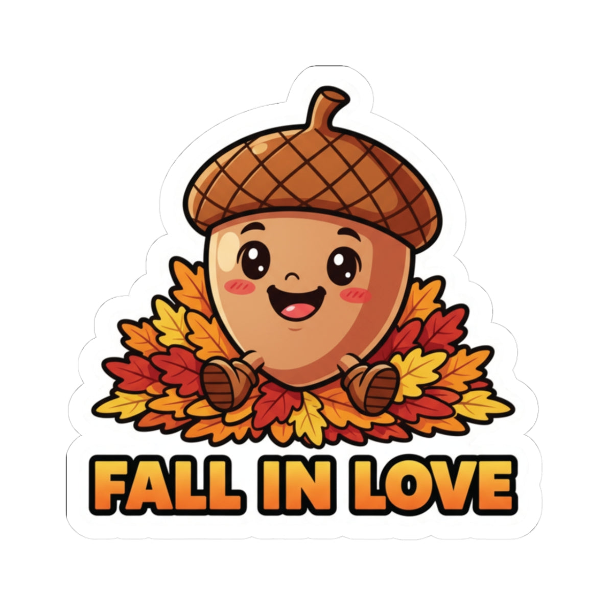 Autumn Acorn Kiss-Cut Stickers, Cute Fall Decor, Seasonal Stickers, Laptop Accessories, Gift for Fall Lovers