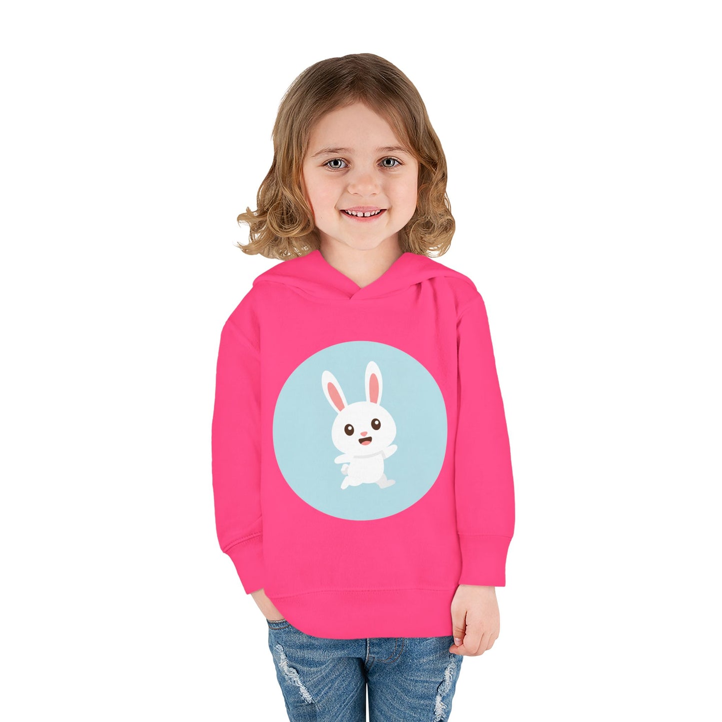 Adorable toddler pullover fleece hoodie with cute bunny design, cozy kids' clothing, spring outfits, Easter gifts, playful apparel